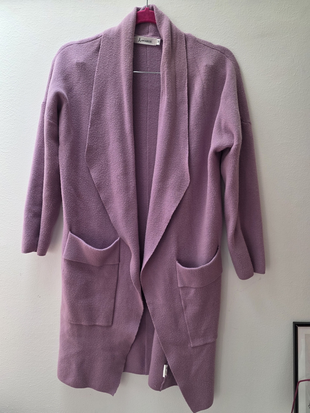 Lavender Open-Front Longline Cardigan
